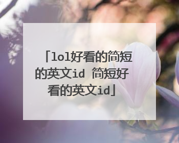 lol好看的简短的英文id 简短好看的英文id