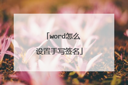 word怎么设置手写签名