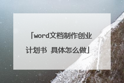 word文档制作创业计划书 具体怎么做